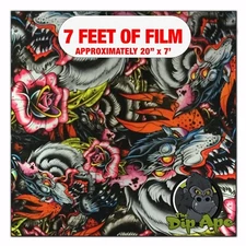 Hydrographic film Metallic Wolf Dragon hydro dipping 7' x 20" hydro dip