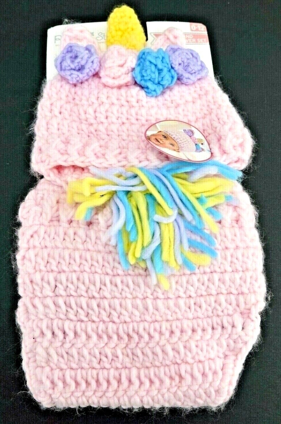 Pink Crochet Knit Baby Hat and Diaper Cover Set for Girls 0-12 Months-image