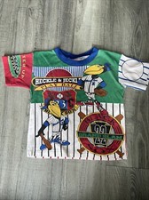 Vtg 90s Terrytoons Heckle and Jeckle Kids AOP Shirt Cartoons Animation S