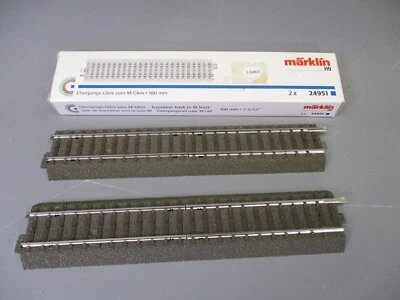 LQ407 MARKLIN 24951 Train Ho 1/87 Boite 2 rails transition avec ballast 180 mm - Photo 1/4