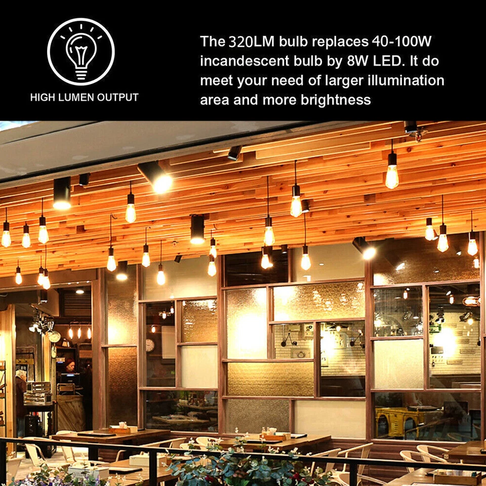 3X E27 ST64 LED Edison 40W Warm White Vintage Retro Bulbs Filament Light - Image 4 of 4