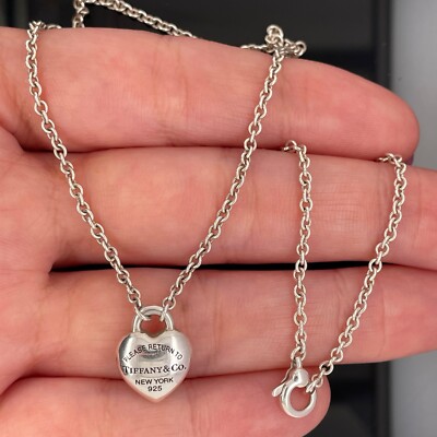 Tiffany & Co. Sterling Silver Full Heart Toggle Pendant Necklace