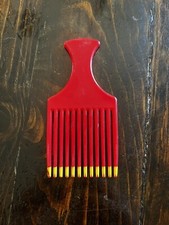 Vintage Unbranded Red And Yellow Hair Pick