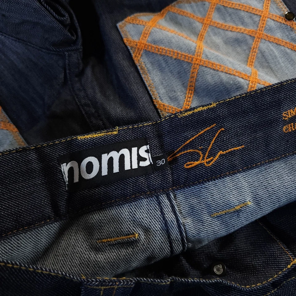 Pantalones de mezclilla Nomis para hombre 30x32 azul pierna recta algodón Simon Chamberlain Foto 4 de 4