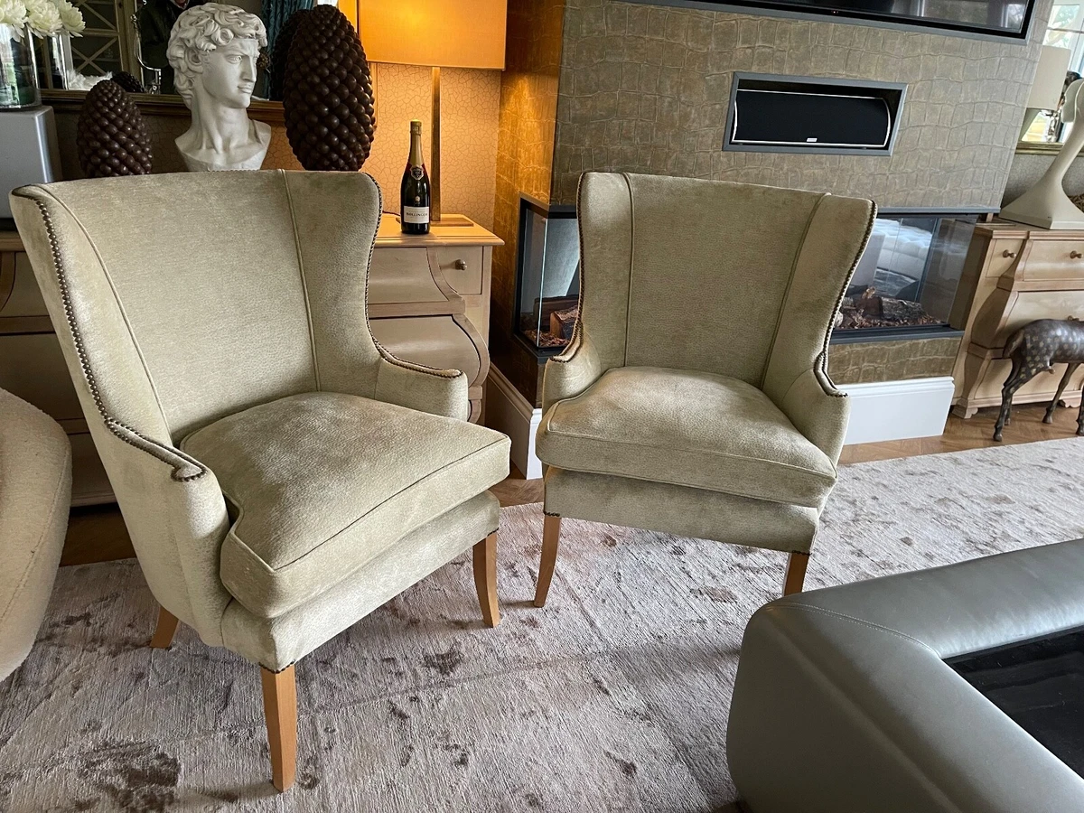 Brights of Nettlebed stunning quality sage green velvet armchair 2