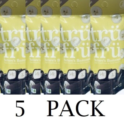 5x Tru Fru Grab & Go Hyper-Dried Real Bananas in Dark Chocolate 2.3 oz - 5 PACK