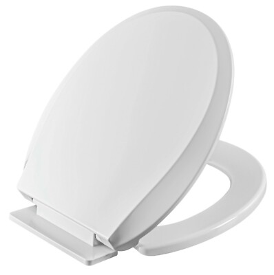 LibraS Heavy Duty Round Front Soft Close Toilet Seat Cover, Easy Install Clean