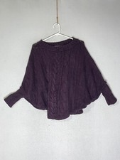 Ann Taylor Loft Purple Poncho Sweater Boat Neck Cable Knit Womens Size X Small