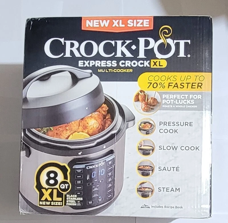 Crock-Pot 8-Quart Multi-Use XL Express Crock Programmable Slow Cooker and  Pressure Cooker with Manual Pressure, Boil & Simmer, Black Stainless