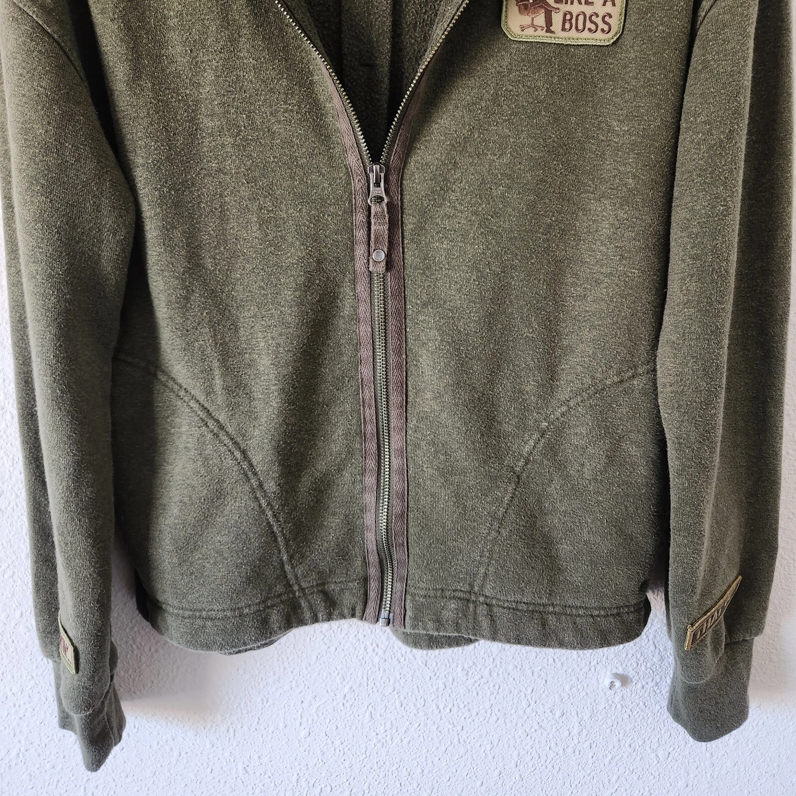 prana full zipper like a boss patches hoodie