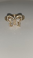 Real 10k Yellow Gold Diamond Ladies Ring Butterfly Women Engagement Wedding