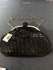 Aurora Vintage Clutch Black Rose Scale Grid Purse Handbag H60523