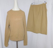 Vtg 60s Jantzen Tan Sweater and Pencil Skirt Tailored Outfit Set Womens Sz Small