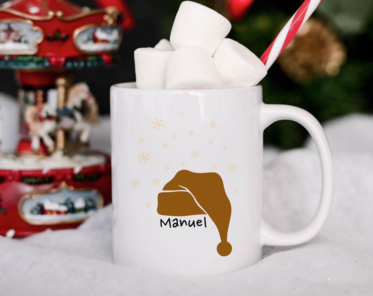 Personalized Santa Hat Christmas Mug Winter Holiday Gift for Her