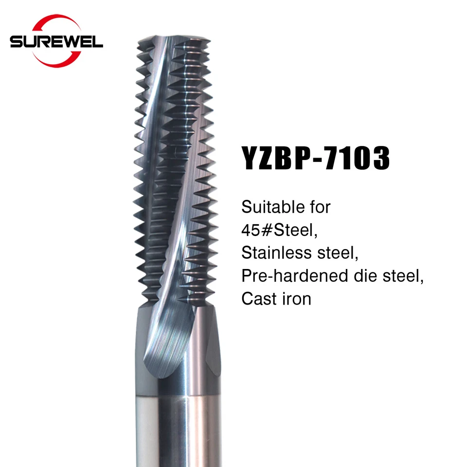 HRC65 CNC Carbide British BSP G1/4-19 Cutter Full Teeth Thread Milling Cutter - Image 3 of 4