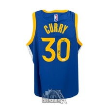 Stephen Curry GOAT Autographed Golden State Blue Authentic 75th Jersey - JSA (L)