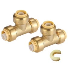 EFIELD (2 to 100 Packs) 3/4"×3/4"×3/4"Push Fit Equal Tee Brass Fitting Lead Free