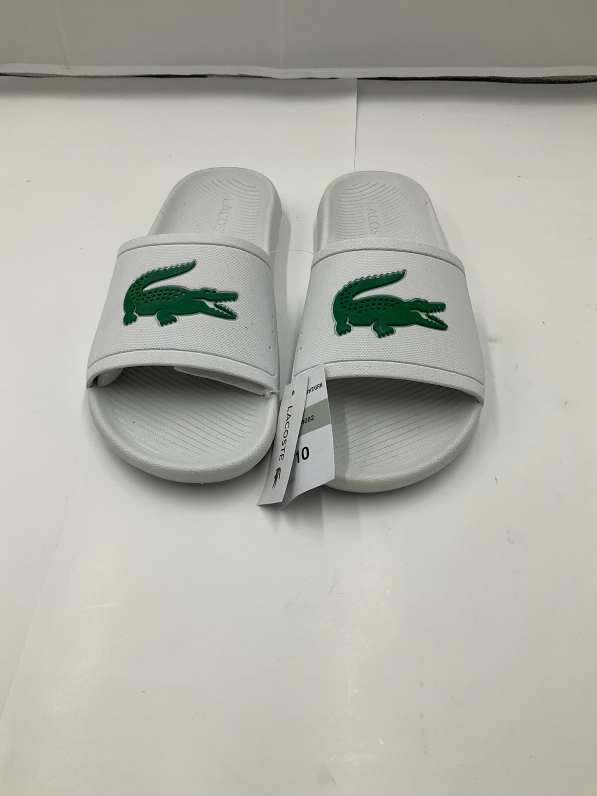 Size 10 New Lacoste Croco Slide 119 1 CMA Mens Sliders Beach Pool  White/Green 755722862640 | eBay