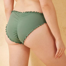 Shade  Shore Women's Ruffle Cheeky Bikini Bottom Green Size Small 4-6