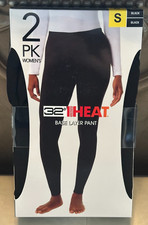 32 Degrees Heat Women's Base Layer Pant Leggings - 2 pack - Black - Small
