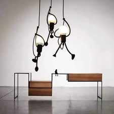Vintage Black Iron Hanging Lamp - Modern LED Pendant Light for Home