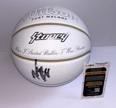 POST MALONE SIGNED STONEY WILSON BASKETBALL LE /300 WHITE IVERSON RAP SINGER JSA