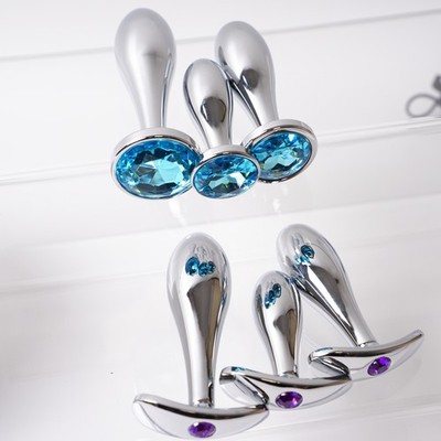 Metal Plug Trainer Round Gem Bottom Anchor Base Prostate Massage Role-playing