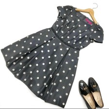 DOLLY GIRL BY ANNA SUI Black x White Glitter Dot Flare Dress S
