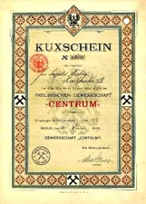 weight Centrum Berlin Historic. Kuxschein 1909 Salzungen Anhalt Kali + Salt Mining