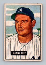 1951 Bowman #50 Johnny Mize LOW GRADE (crease) Vintage Baseball Card