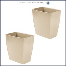 Compact Plastic Trash Can Set, Slim Rectangle Bins for Bathroom or Office