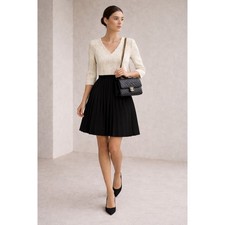 Ganni Anthropologie Jacquard Jersey Pleated Dress Black White S