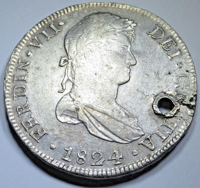 1824 T-CUZ Cuzco Peru 8 Reales Genuine Spanish Colonial 1800's