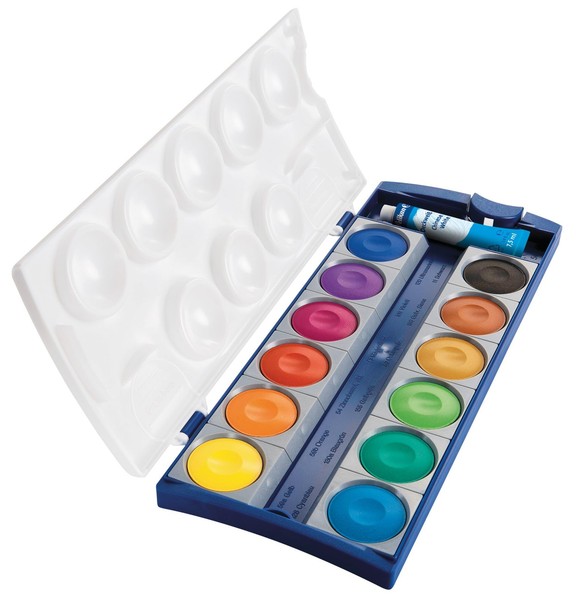 Pelikan Deckfarbkasten K12 Malkasten 12 Farben 1 Tube Deckweiß Schule Kunst Set-image