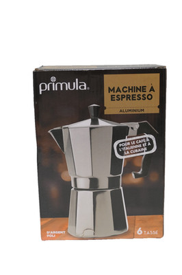 Primula Aluminum Espresso Maker - 6 Cup - Polished Silver - Brand New!!