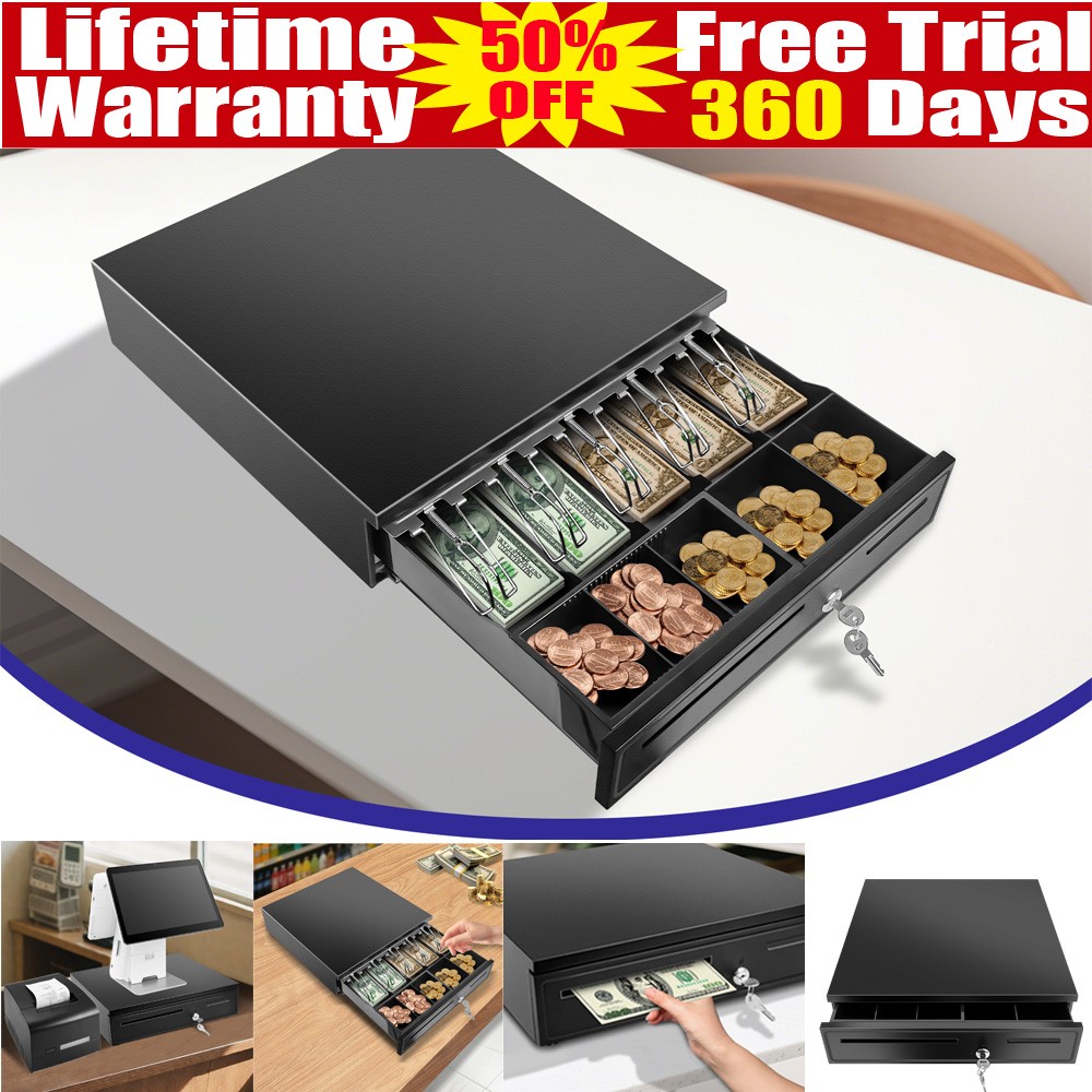 Cash Drawer Register Heavy Duty Removable Cash Tray Till Draw 5 Bills 5 Coins UK