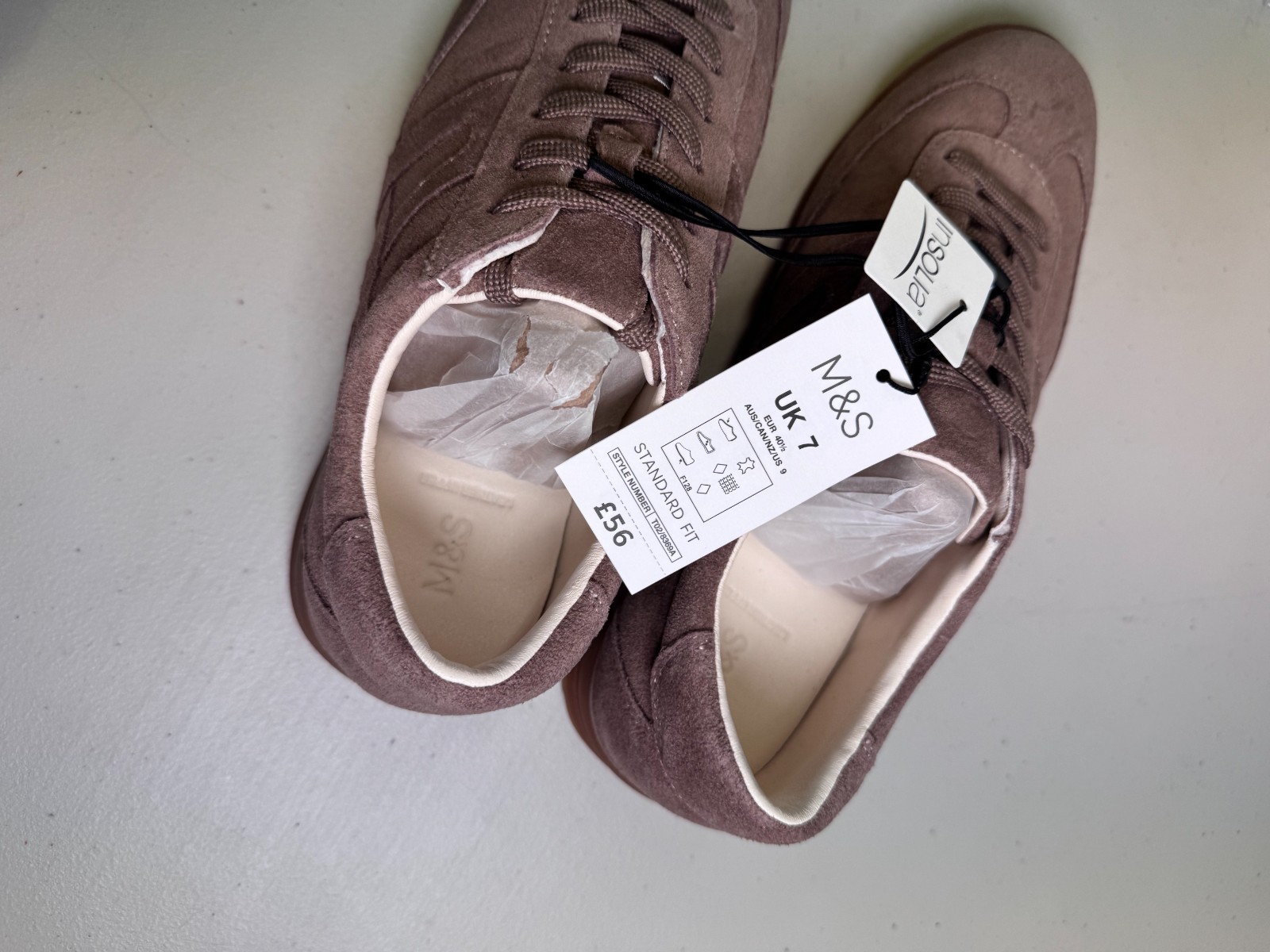 M&S Autograph Mens Suede Trainers UK 7 Taupe Brown Leather Lace Up Shoes BNWT image 10
