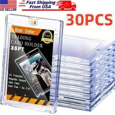 30PCS Magnetic Card Holders Trading Sports 35pt One-Touch UV Protection Cover