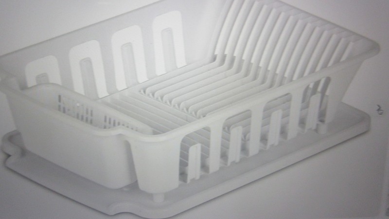 STERILITE 2-Piece Large Sink Set Dish Rack Drainer, White (18 L x 13 3/4" W x 5
