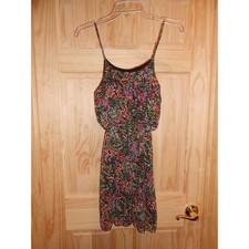 NEW deb Small Bohemian Hippie Spaghetti Strap Black Green Orange Short Sun Dress