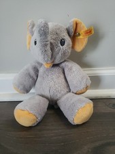 Trampili Steiff 9" Elephant Gray Orange, No Overalls, Does Not Rattle