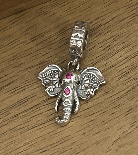 925 Sterling Silver Dangle Charm Elephant Lucky Pendant Animal Lover Gifts