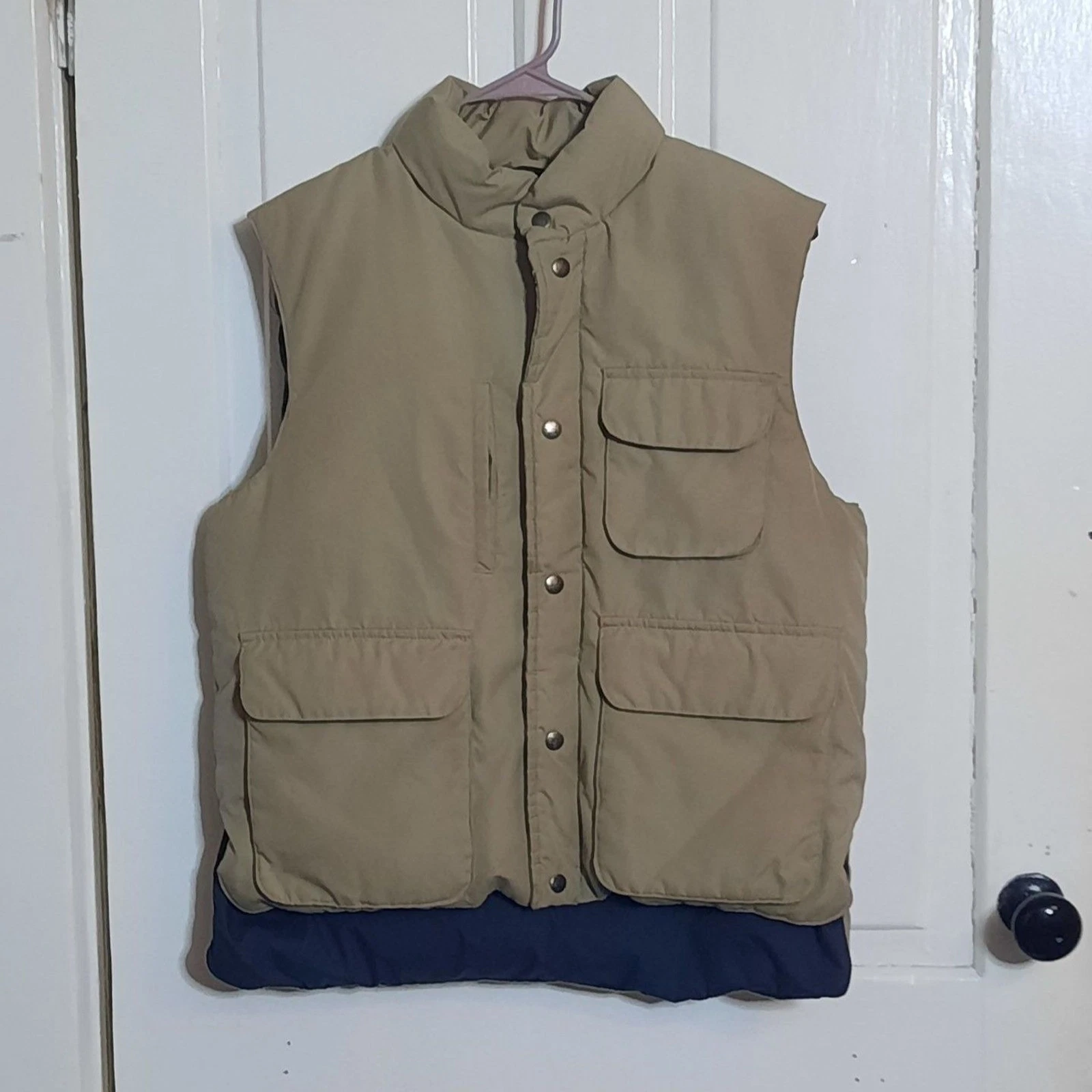 VTG 80s Workwear Sears Fieldmaster Down Puffer Vest Men’s Med Gorpcore Khaki EUC