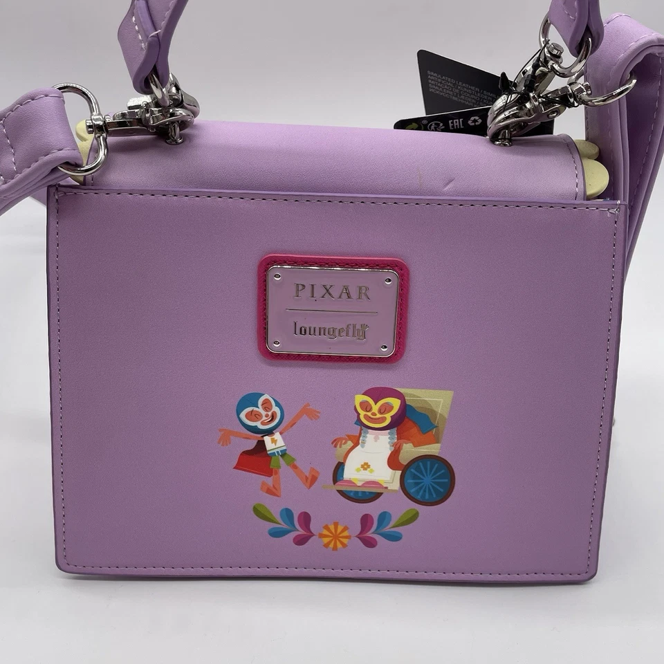 NUEVO CON ETIQUETAS ¡Loungefly Disney Pixar Coco Ofrenda Bolso Bandolera Cartera Estampada por Todas Partes! Foto 3 de 4