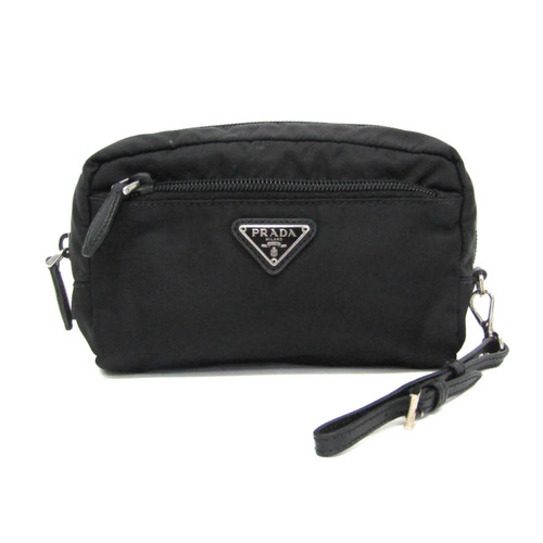 Prada VELA 1NE393 Women's Leather Pouch Black BF594101