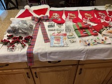 MISCELLANEOUS LOT of Christmas Craft Items, Lights, Stockings, Decorations
