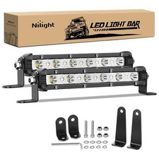 Single Row LED Light Bar Ultra-Slim Spot Pods 2PCS 7 Inch Spot 2PCS 18W Lights