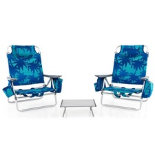 Beach Chairs, Backpack Camping Chair with Armrest, Cooler Bag, Cup Holder, To...