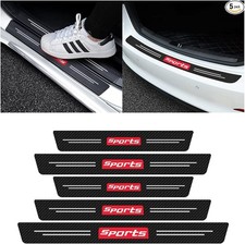 4PCS Car Door Sill Protector and 1PCS Rear Bumper Guard, Carb Color: Red/Sport