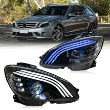 LED DRL Headlights For 2008-2011 Mercedes Benz W204 C-Class C300 C350 Left+Right